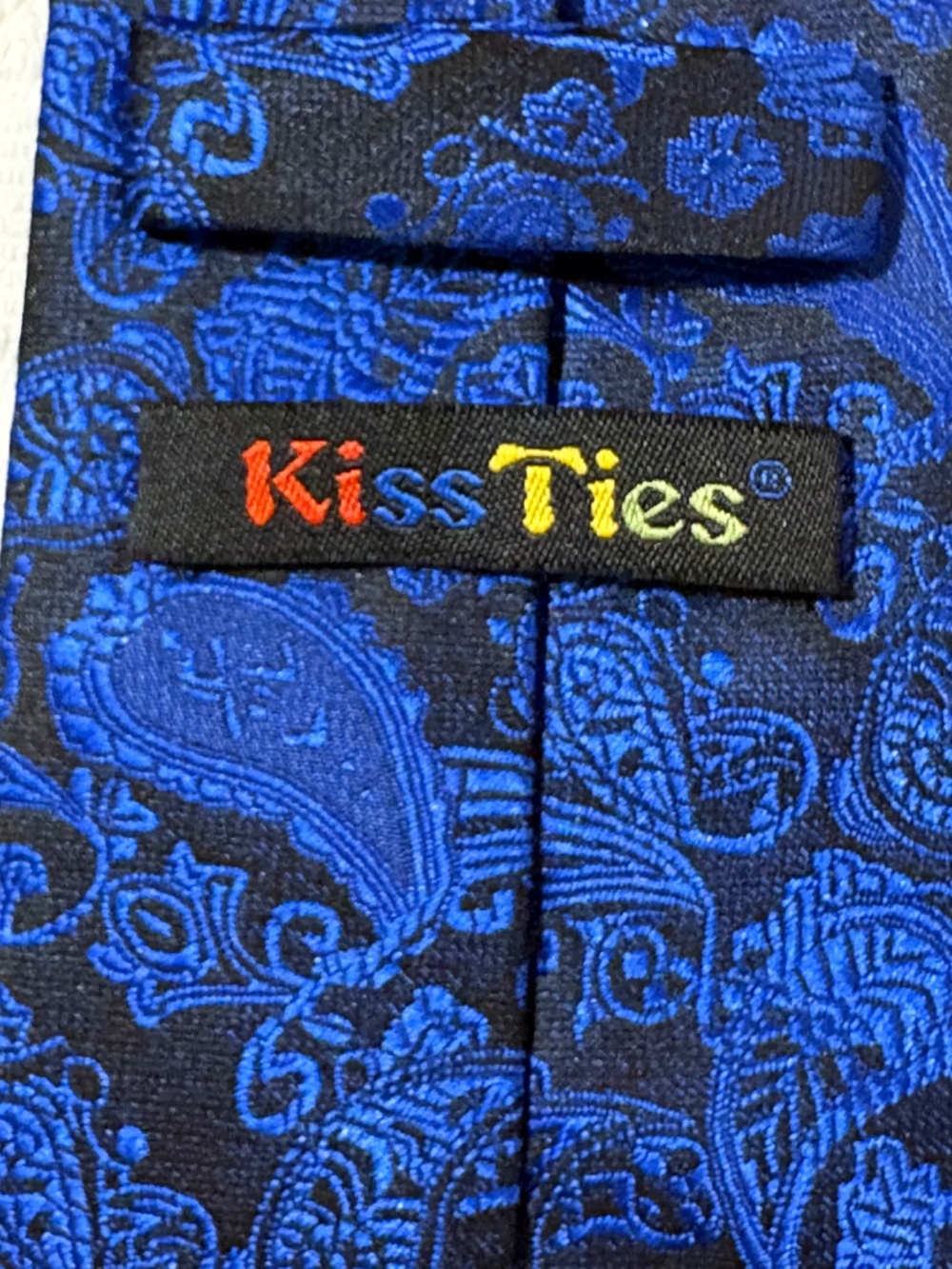 Kiss Ties Blue & Black Paisley Microfiber Men's Necktie